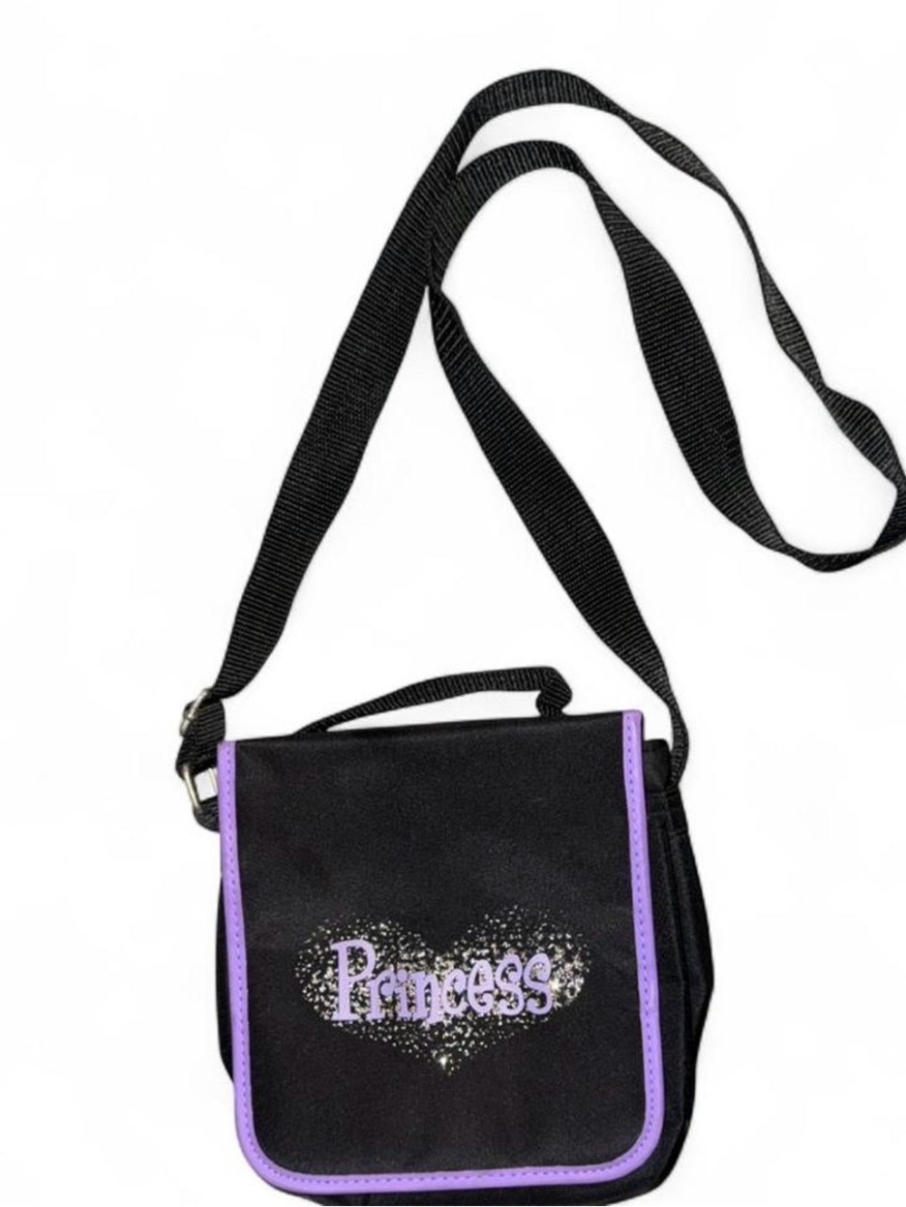 Vintage Deadstock Y2K McBling Black & Purple "Princess" Crossbody Bag Whimsygoth
